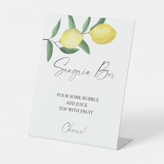 Zitrone aus Aquarellfarben, Sangria Bar Sockelschild (Vorderseite)