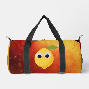 Zitrone, Früchte mit googlischen Augen und Apfel Duffle Bag