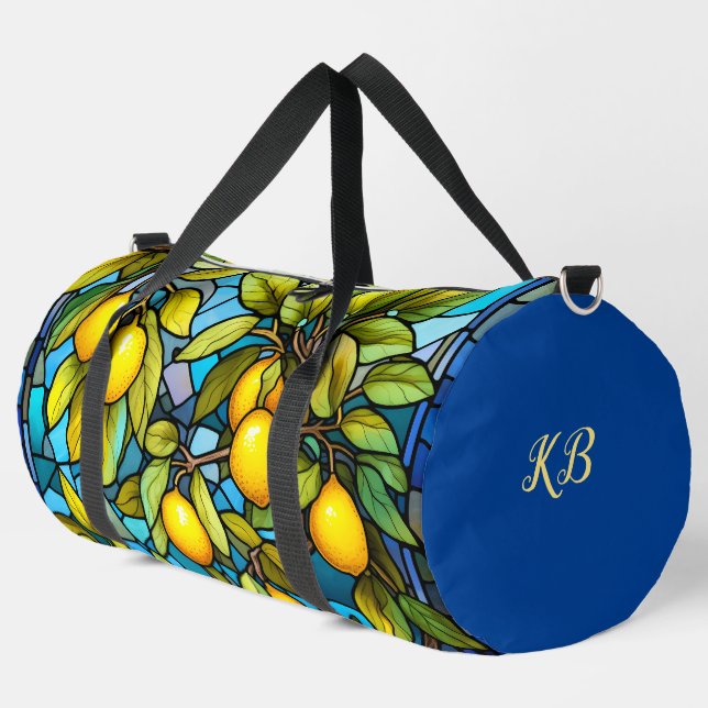 Zitrone, Hartglas, mediterran Duffle Bag (Linke Ecke)