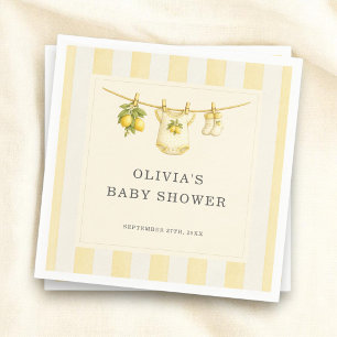 Zitrone kann es kaum erwarten, Baby Shower Streife Serviette