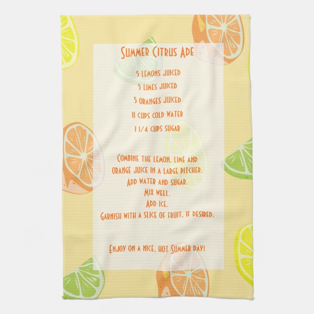 Zitrone, Limones, orange Zitrusfrucht Ade Rezept Handtuch (Vertikal)