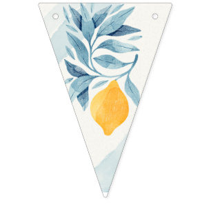 Zitrone mit blauen Blättern botanische Illustratio Wimpelkette