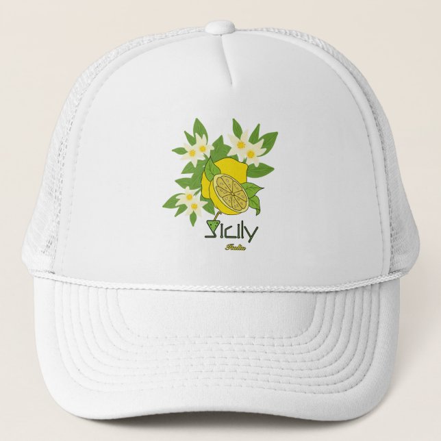 Zitrone mit Blume Truckerkappe (Vorderseite)