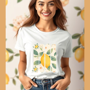 Zitrone mit grünen Blätter botanische Früchte T-Shirt