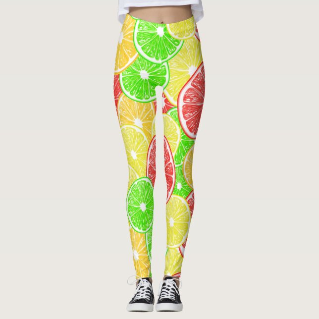 Zitrone, Orange, Grapefruit und Limone Scheiben Leggings (Vorderseite)