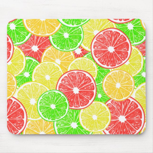 Zitrone, Orange, Grapefruit und Limone Scheiben Mousepad (Vorne)