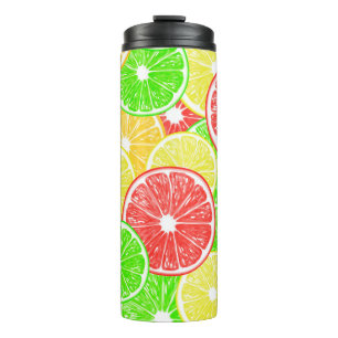 Zitrone, Orange, Grapefruit und Limone Scheiben Thermosbecher