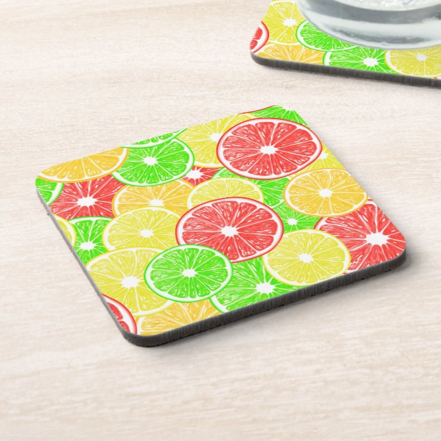 Zitrone, Orange, Grapefruit und Limone Scheiben Untersetzer (Linke Seite)