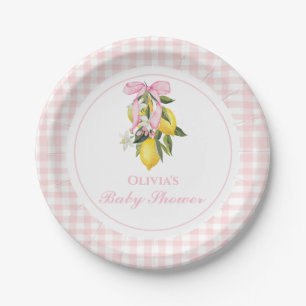 Zitrone Rosa Schleife affige Coquette Babyparty Pappteller