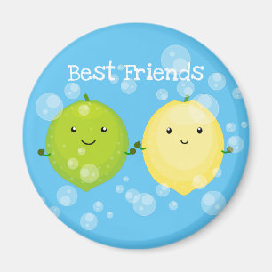 Zitrone und Limette mit Blasen Cartoon-Illustratio Magnet