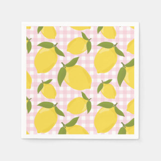 Zitrone und rosa Gingham Serviette