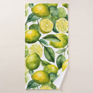 Zitronen Aquarellmuster Design Badhandtuch Set