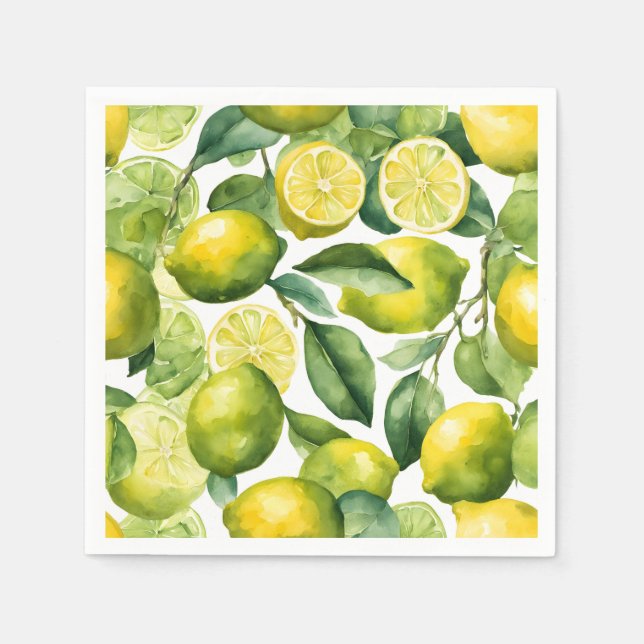 Zitronen Aquarellmuster Design Serviette (Vorderseite)