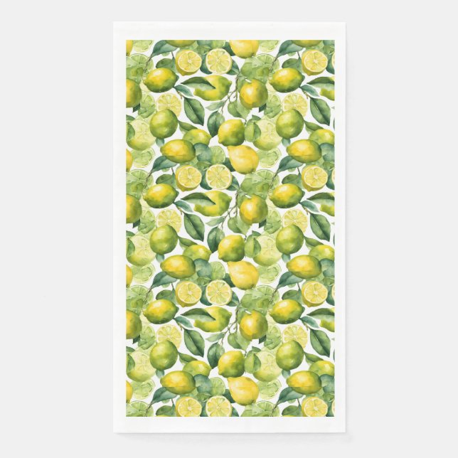 Zitronen Aquarellmuster Design Serviette (Vorderseite)