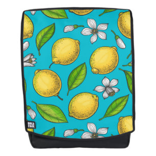 Zitronen auf blau rucksack