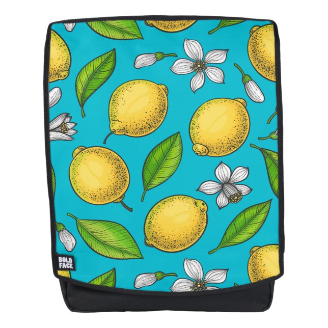 Zitronen auf blau rucksack (Vorderseite)
