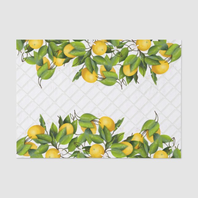 Zitronen auf Trellis Seidenpapier (Vorderseite)