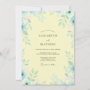 Zitronen-Azure-Blatt-Hochzeit Einladung