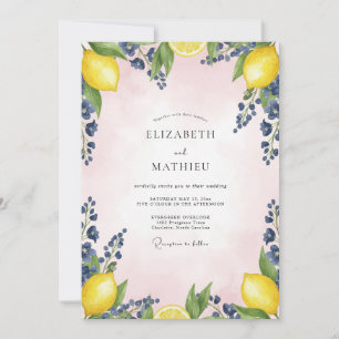 Zitronen Azure Blush Eukalyptus Hochzeit Einladung