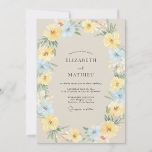 Zitronen-Azure-Kranz-Hochzeit Einladung