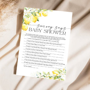 Zitronen Baby Shower Umfrage Sagt Spielkarte