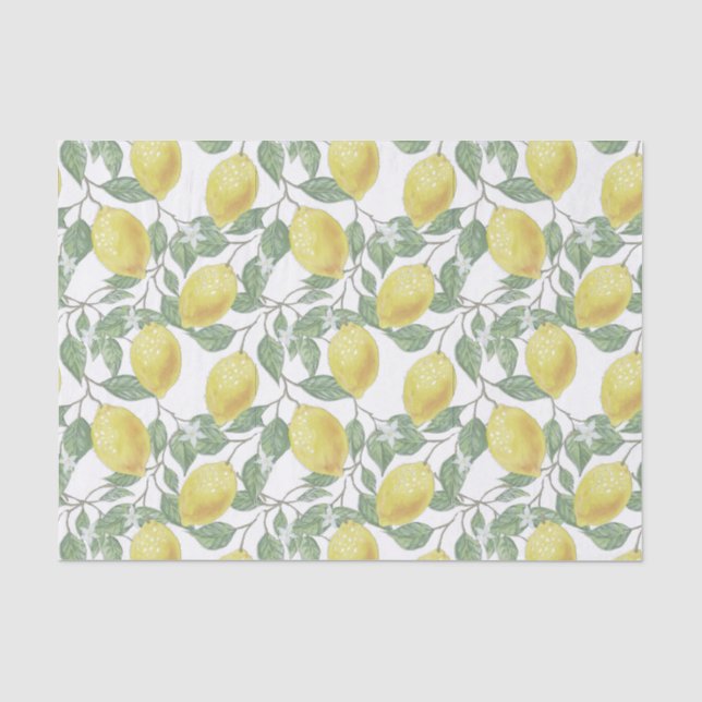 Zitronen, Blätter, Blüten - Garten Küche Seidenpapier (Vorderseite)