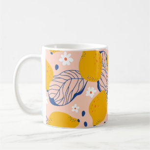 Zitronen-Blätter: Rosa Vintag Nahtlos. Kaffeetasse