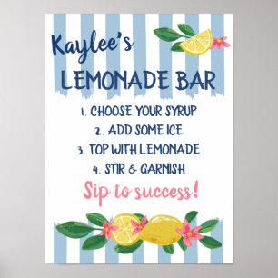 Zitronen & Blaue Streifen Abschluss-Limonaden-Bar Poster