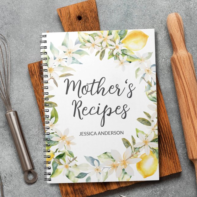 Zitronen Blume Wreath Mutter Kochrezeptur Notizblock (In situ)