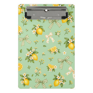 Zitronen-Blumen-Schleifen-Muster-Notizbuch – Vinta Mini Klemmbrett