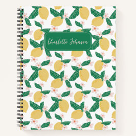 Zitronen-Blumenmuster personalisiert Notizbuch