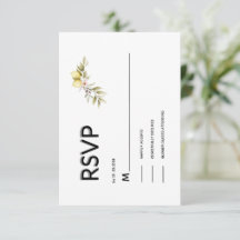Zitronen-blumige Hochzeits-RSVP-Karte