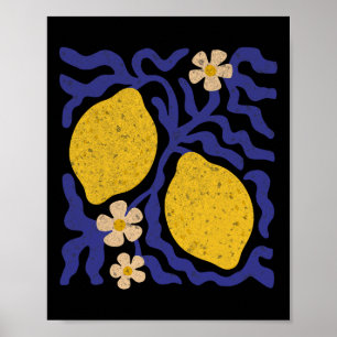 Zitronen Boho Floral Mediterrane Sommerferien Poster