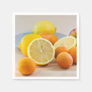 Zitronen Citrus Und Aprikosen Obst Essen Fotografi Serviette