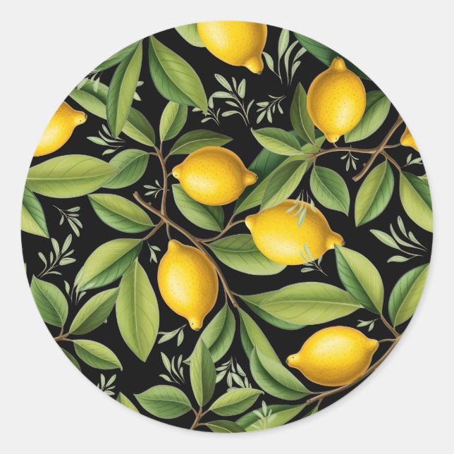 Zitronen der Küste von Amalfi Elegant Runder Aufkleber (Vorderseite)