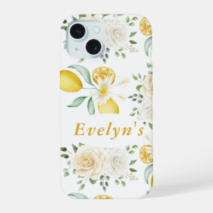 Zitronen Eukalyptus Soft Blush Rosen Benutzerdefin iPhone 15 Hülle