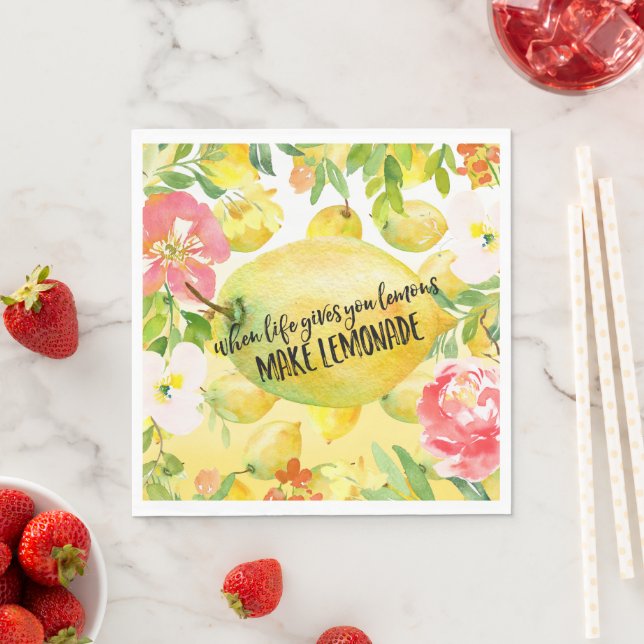 Zitronen floral ombre Aquarellfarben inspirierende Serviette (Beispiel)