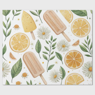 Zitronen-Gänseblümchen-Geschenkpapier – Zitrus-Blu Geschenkpapier