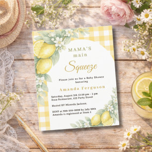 Zitronen-Gingham-Hauptliebling Baby Shower-Einladu