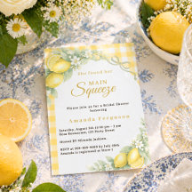 Zitronen Gingham Squeeze Hochzeitsdusche-Einladung