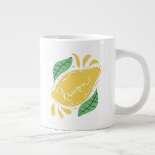Zitronen-Handschrift-Lettering-Zitrusgelbe Kunst Jumbo-Tasse