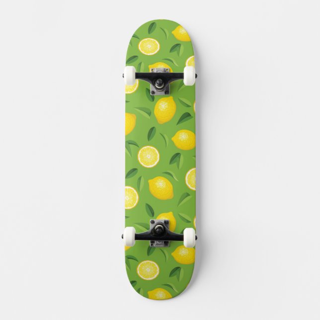 Zitronen-Hintergrund-Muster Skateboard (Vorderseite)