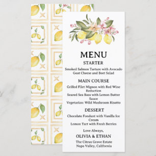 Zitronen Hochzeit Citrus Brunch Hochzeitsmenü Menükarte