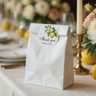Zitronen Hochzeit Danke Aufkleber   Mediterran