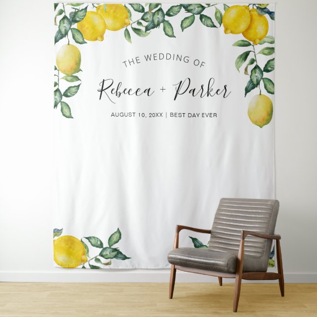 Zitronen HOCHZEIT Hintergrund Fotobooth Wandteppich (Beispiel)
