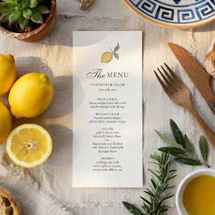 Zitronen Hochzeitsmenükarte   Italienische Amalfi- Menükarte