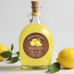 Zitronen Holz Hochzeit Danke Limoncello Runder Aufkleber