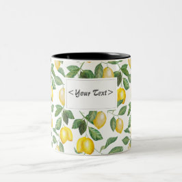 Zitronen, Illustration. Personalisierbar. Zweifarbige Tasse