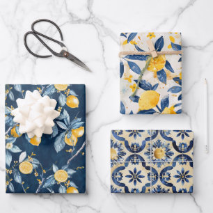 Zitronen im französischen Landhausstil  Geschenkpapier Set