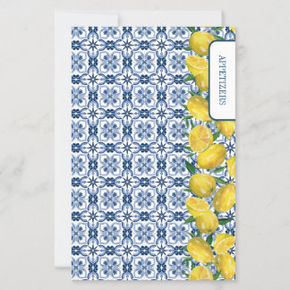 Zitronen-italienische blaue Fliesen-Rezepttrenner